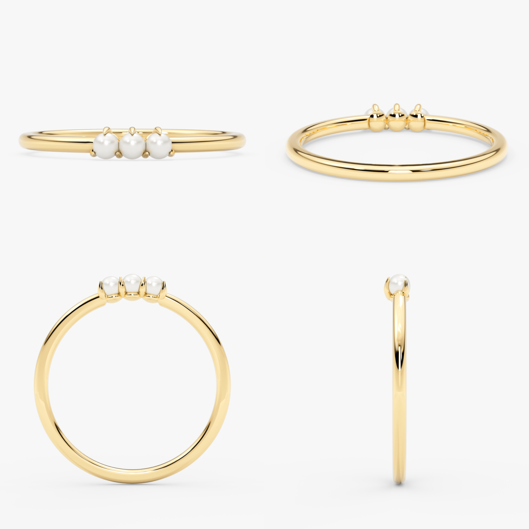 14K Gold Dainty Pearl Stacking Ring with Pearls – Mariel