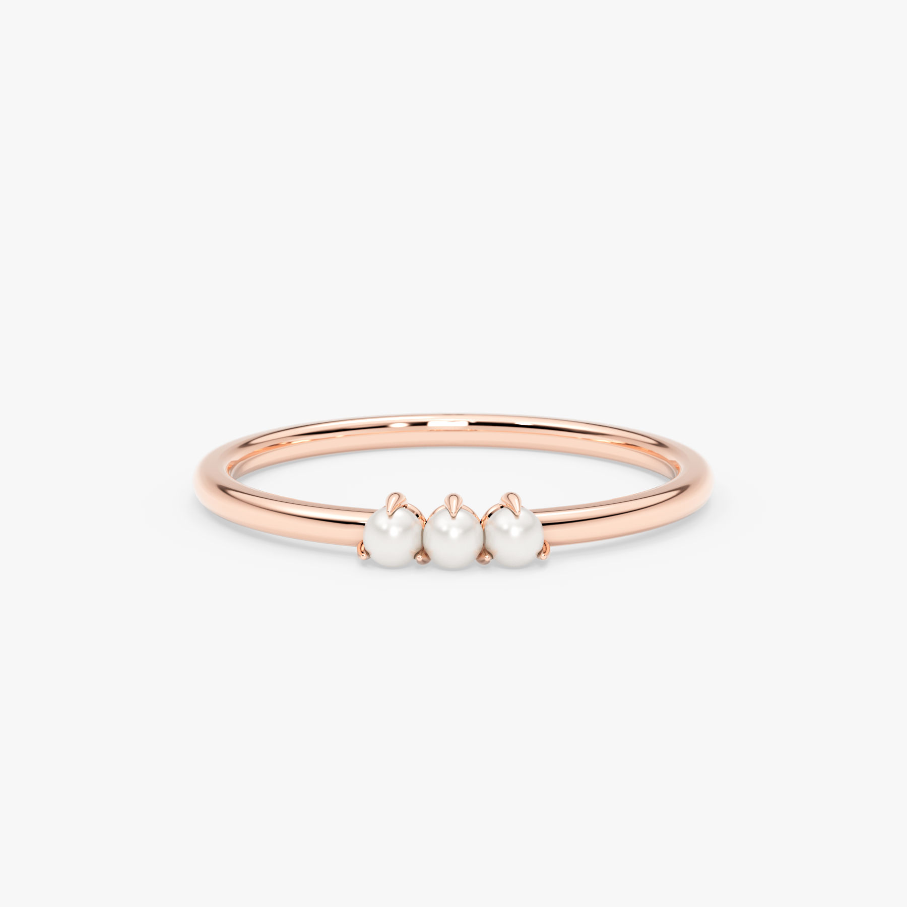 14K Gold Dainty Pearl Stacking Ring with Pearls – Mariel