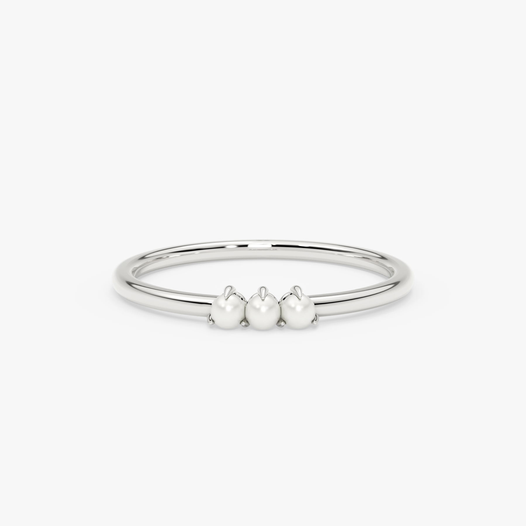 14K Gold Dainty Pearl Stacking Ring with Pearls – Mariel