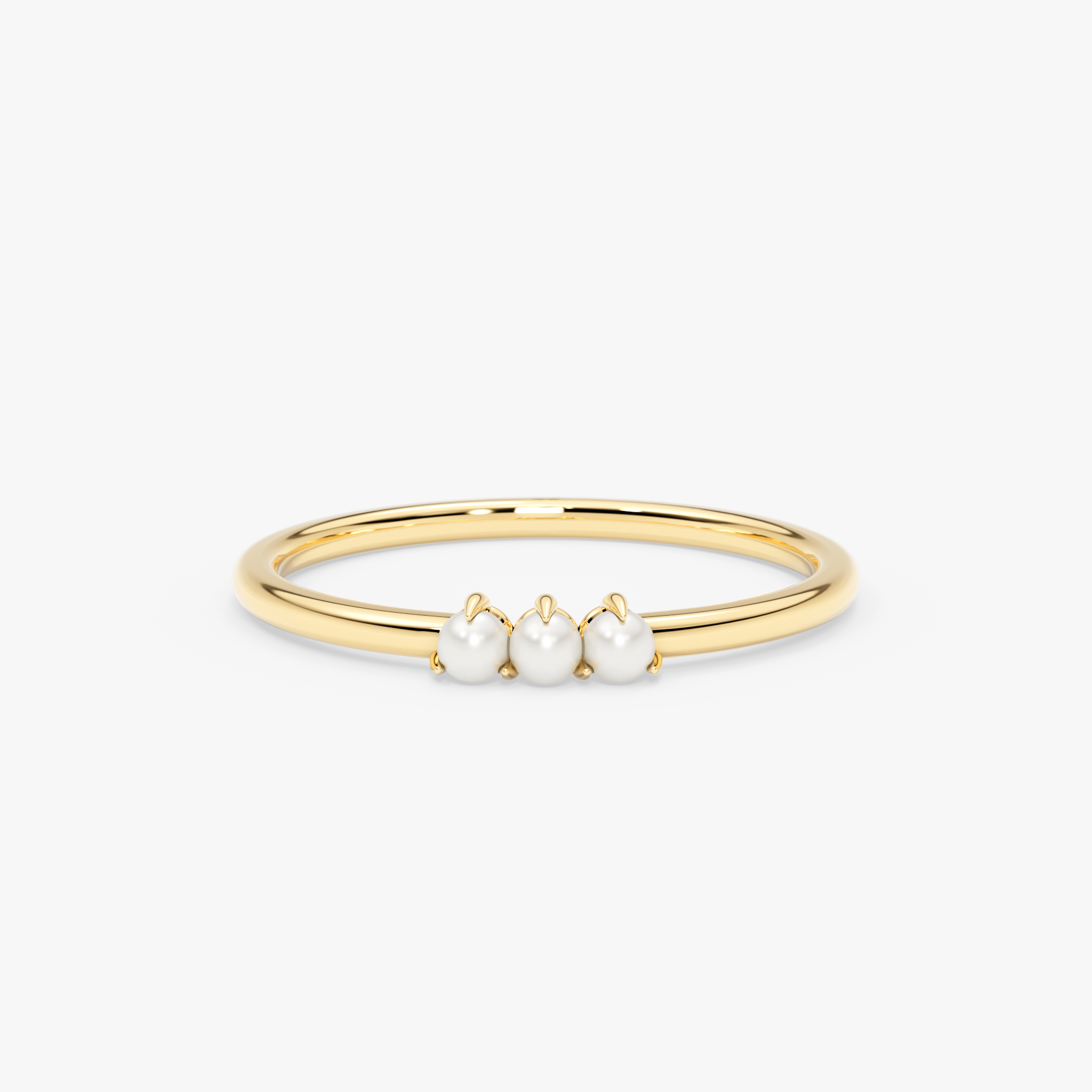 14K Gold Dainty Pearl Stacking Ring with Pearls – Mariel