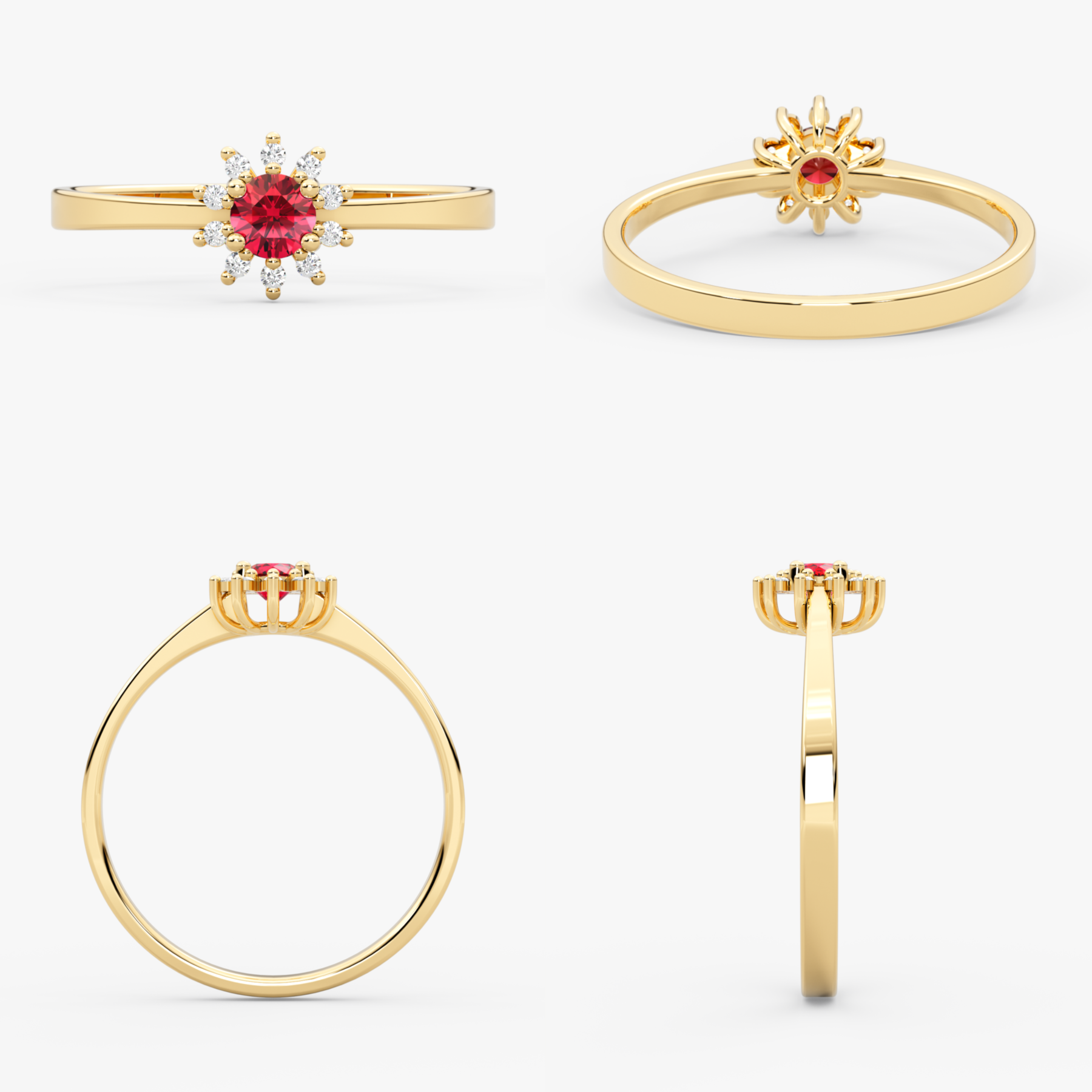 14K Gold Ruby & Diamond Round Ring – Astra