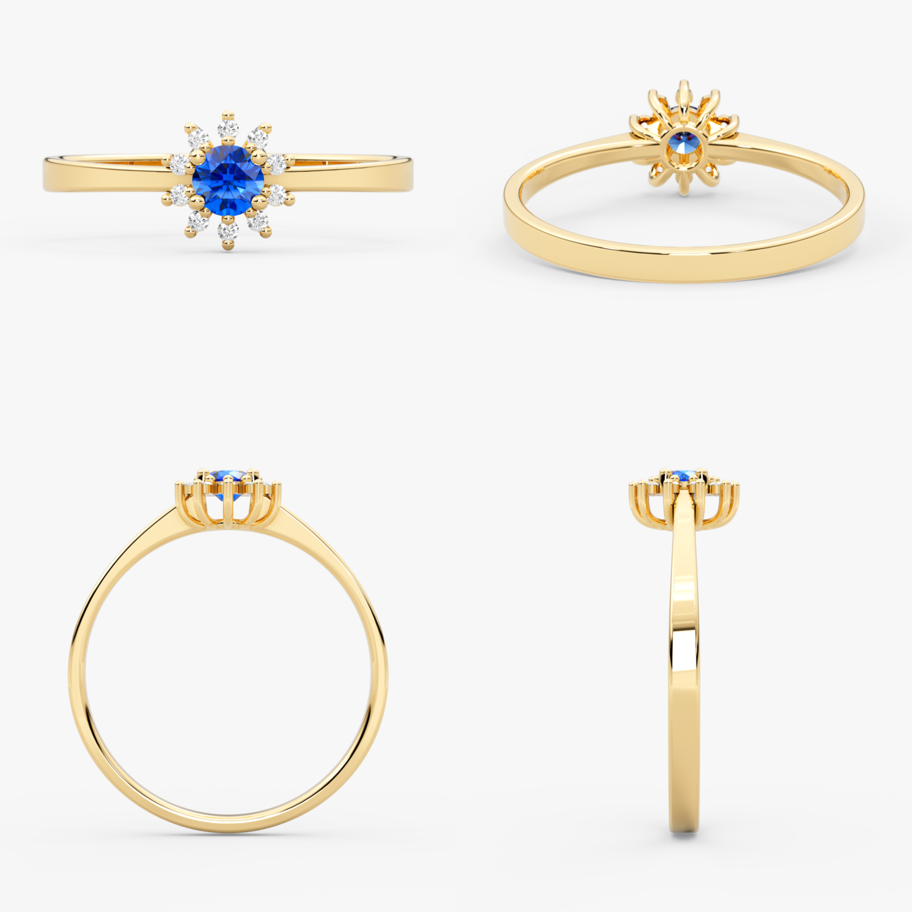 14K Gold Blue Sapphire & Diamond Round Ring – Astra