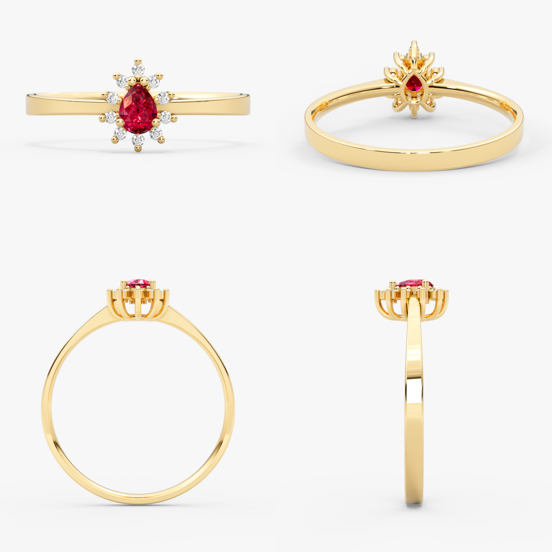 14K Gold Ruby & Diamond Pear Ring – Astra