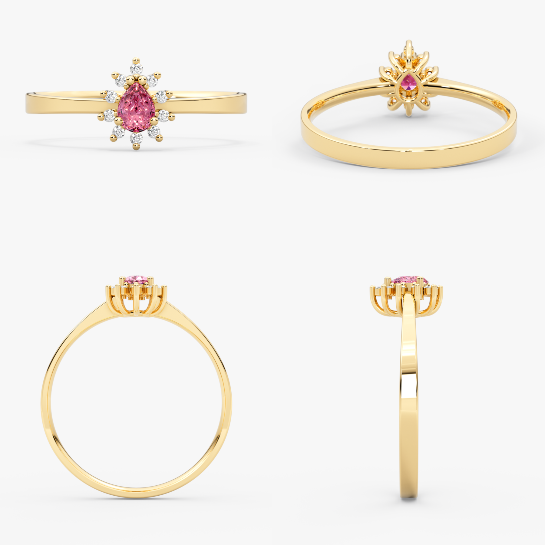 14K Gold Pink Sapphire & Diamond Pear Ring – Astra