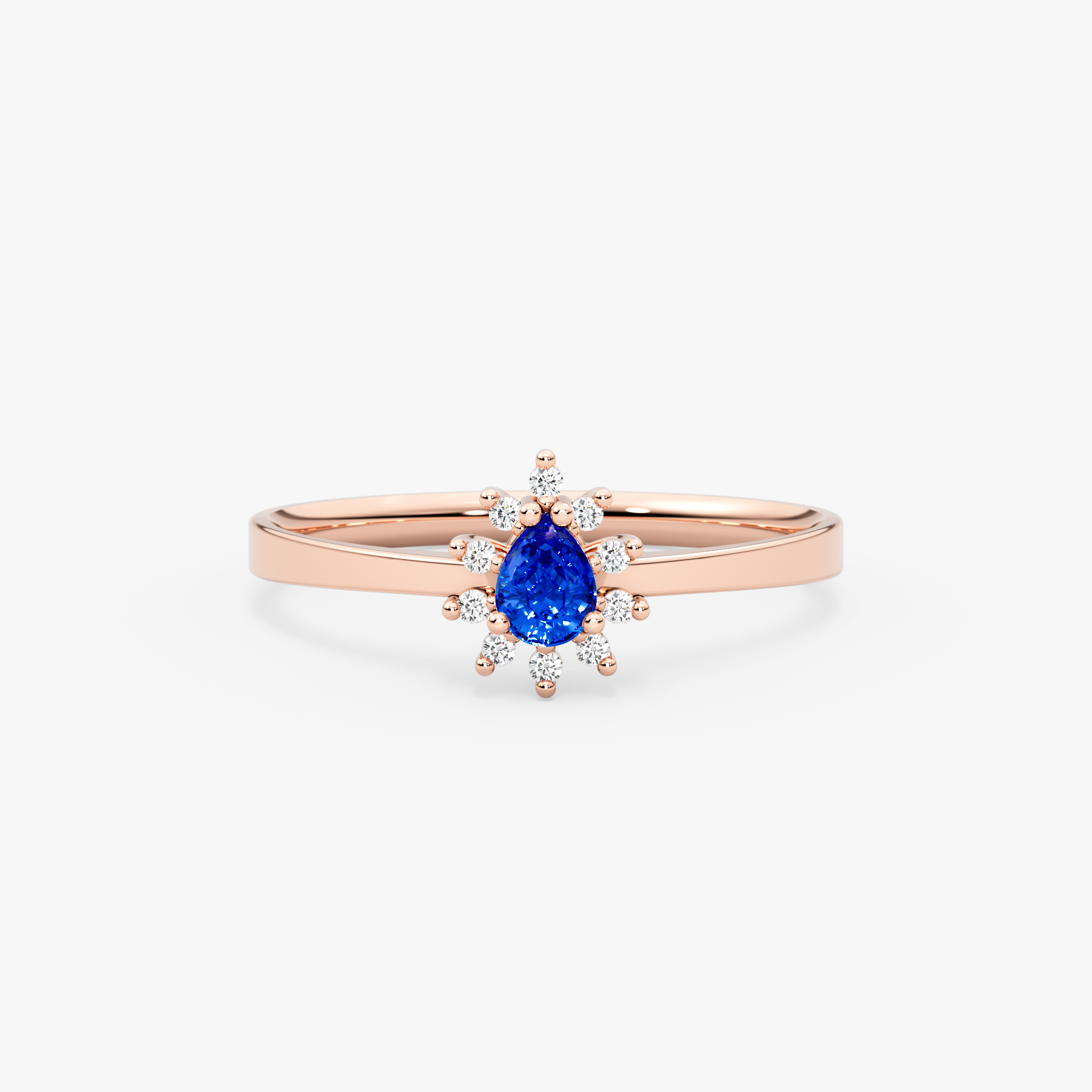 14K Gold Blue Sapphire & Diamond Pear Ring – Astra