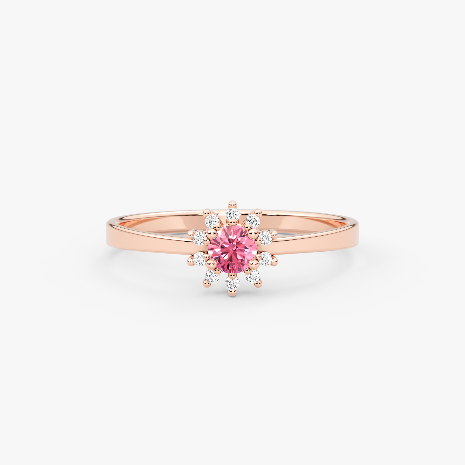 14K Gold Pink Sapphire & Diamond Round Ring – Astra