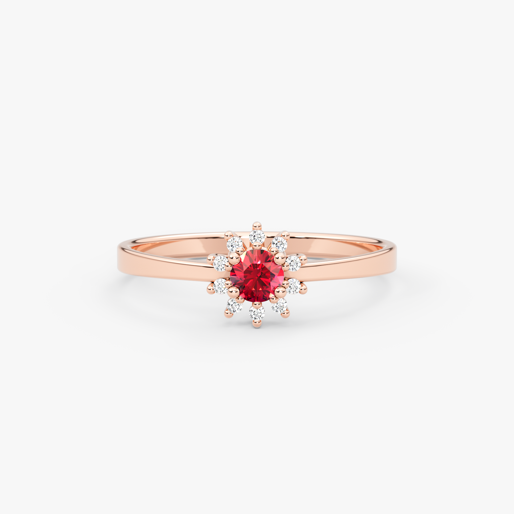 14K Gold Ruby & Diamond Round Ring – Astra