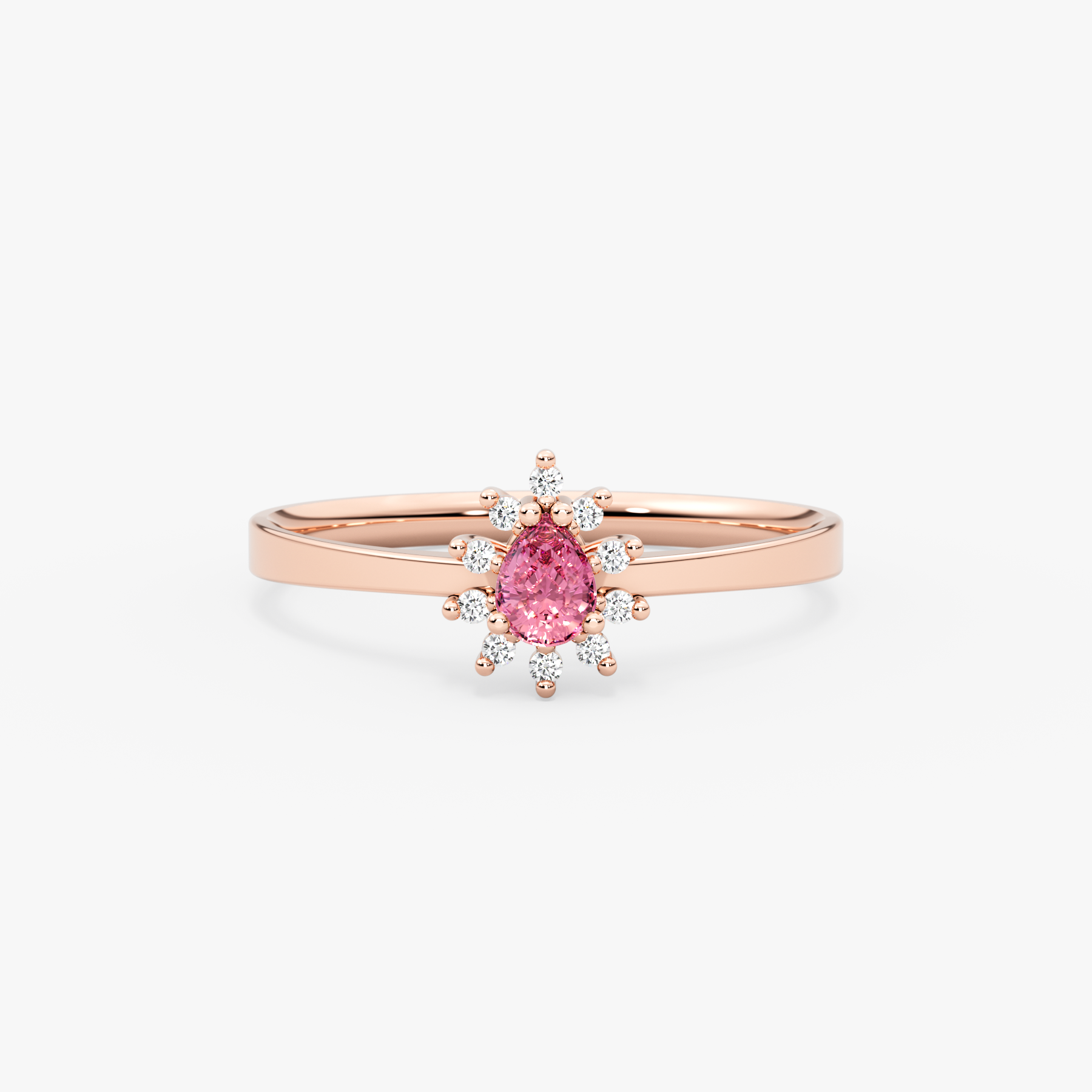 14K Gold Pink Sapphire & Diamond Pear Ring – Astra