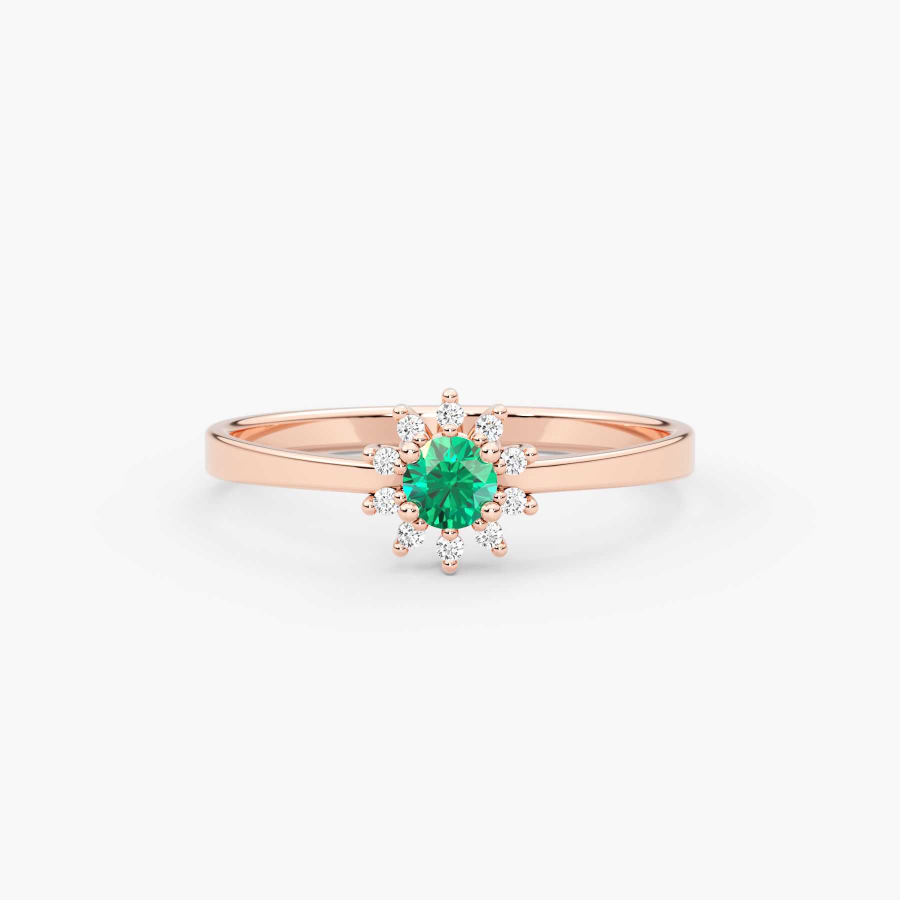 14K Gold Emerald & Diamond Round Ring – Astra