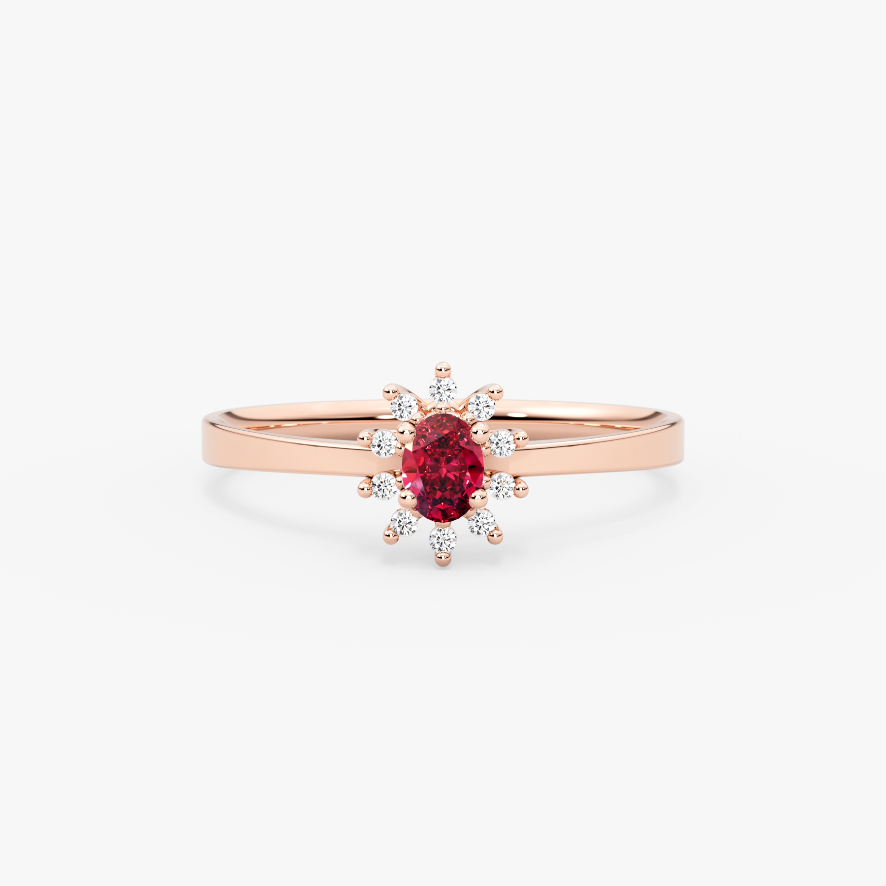 14K Gold Ruby & Diamond Oval Ring – Astra
