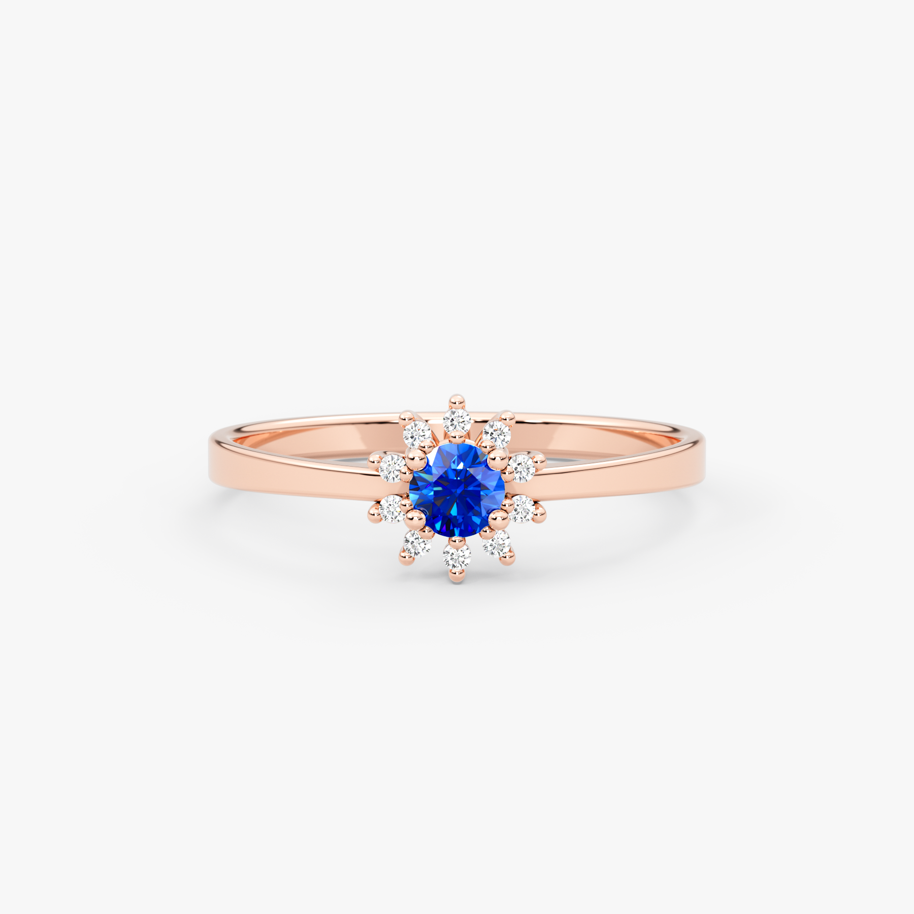 14K Gold Blue Sapphire & Diamond Round Ring – Astra