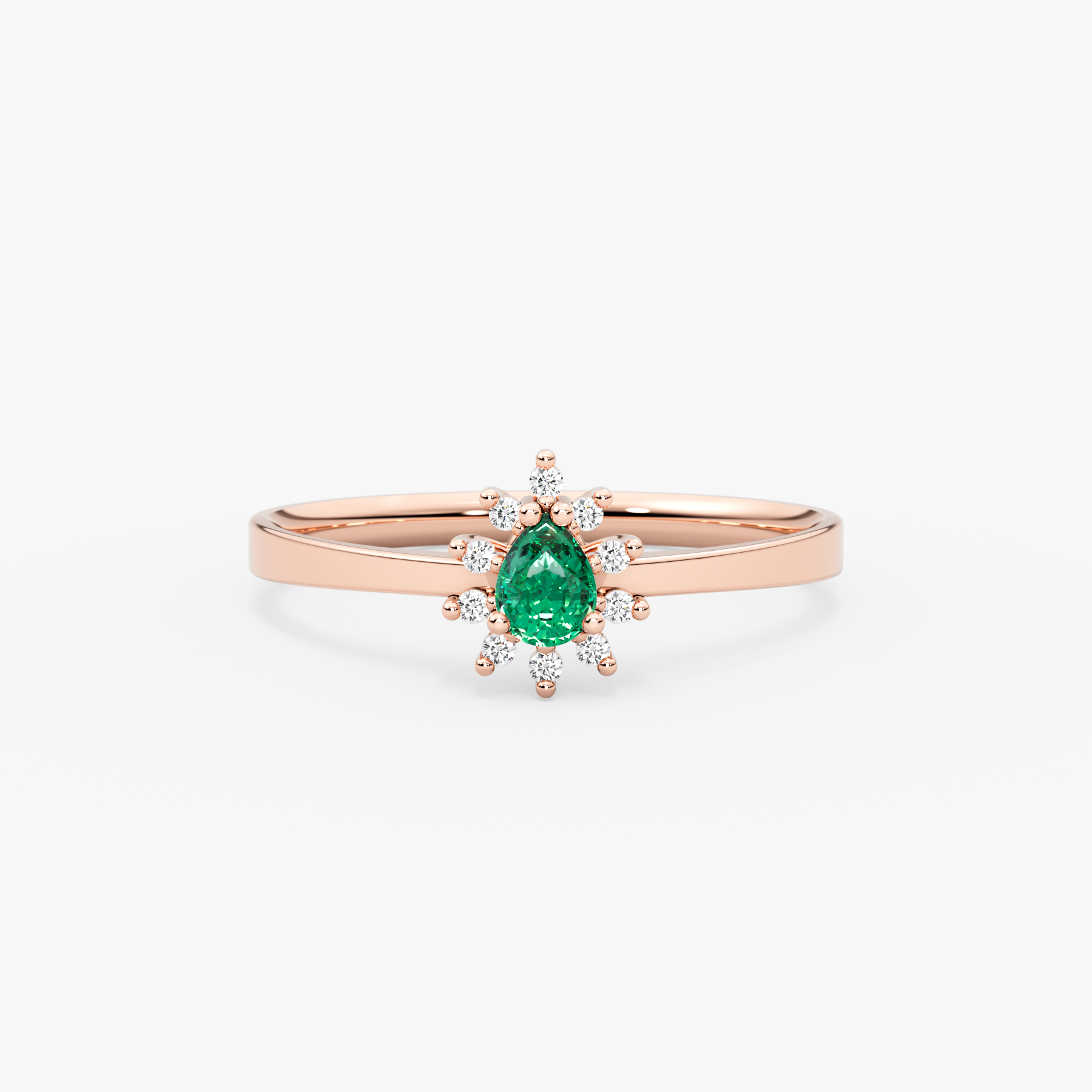 14K Gold Emerald & Diamond Pear Ring – Astra