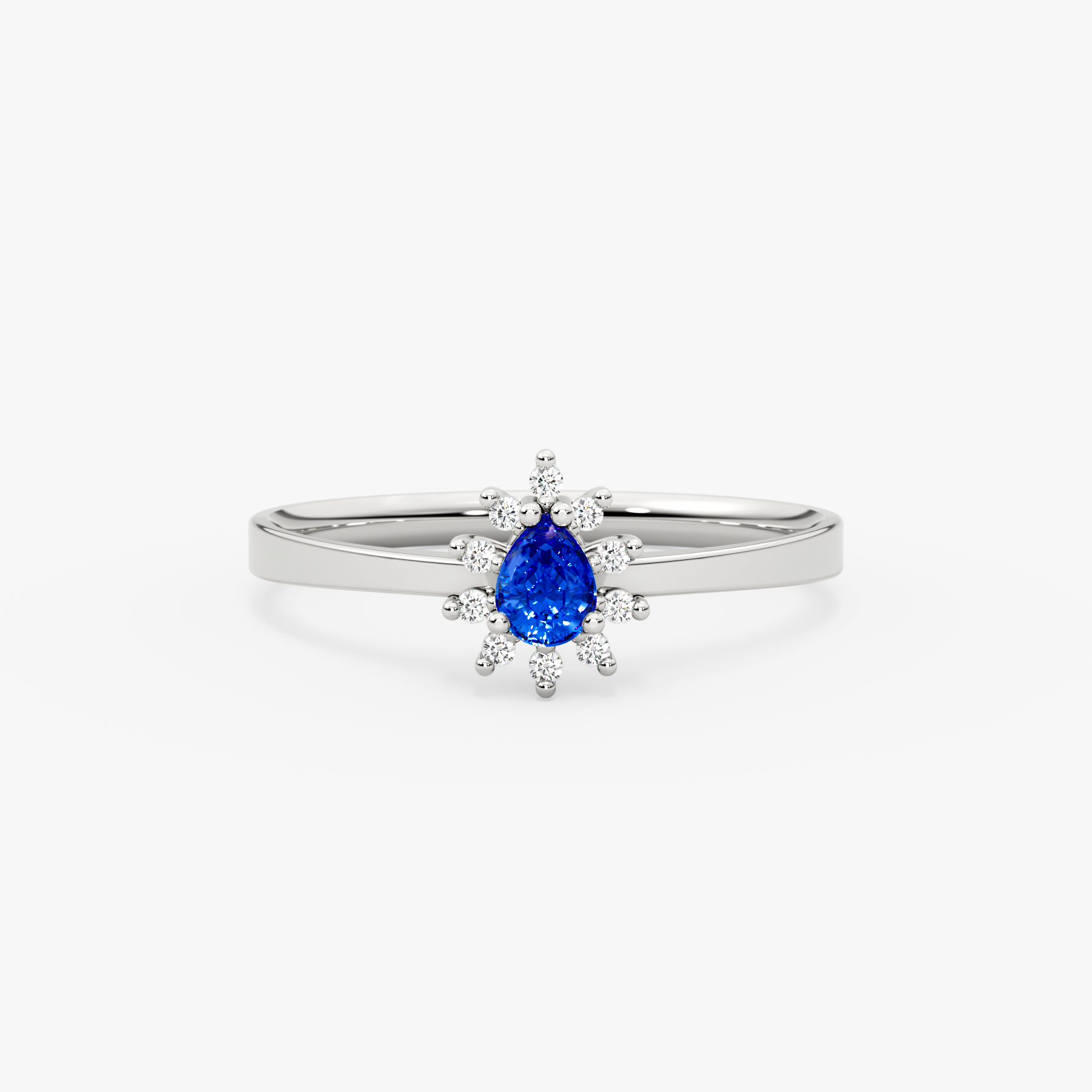 14K Gold Blue Sapphire & Diamond Pear Ring – Astra