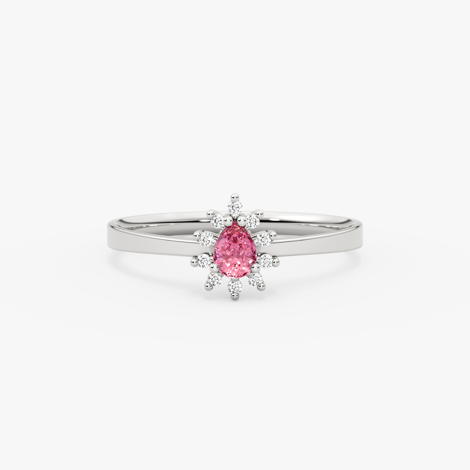 14K Gold Pink Sapphire & Diamond Pear Ring – Astra