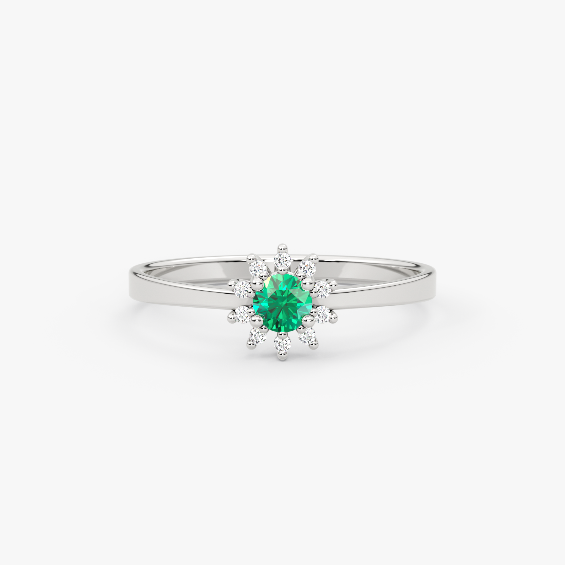 14K Gold Emerald & Diamond Round Ring – Astra