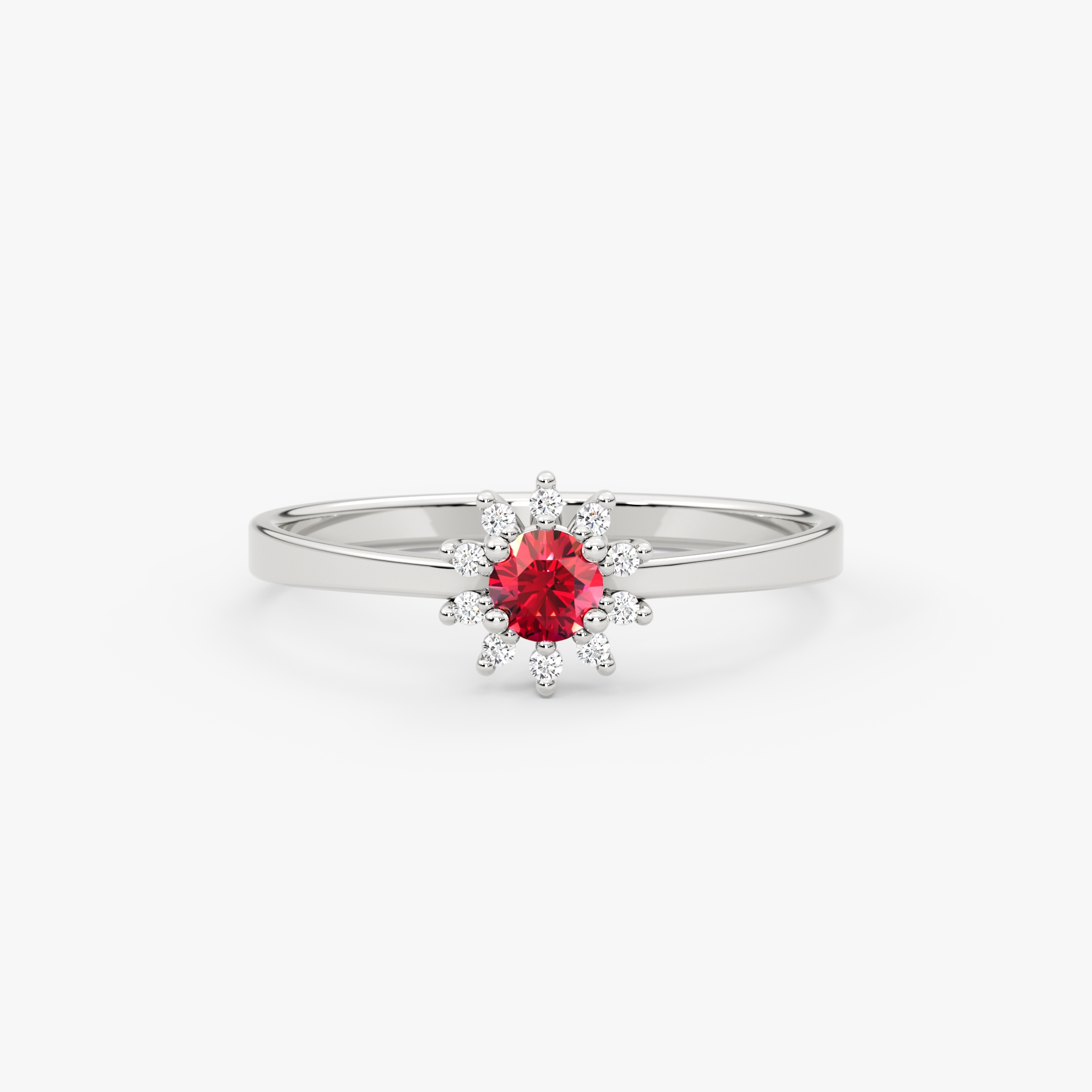 14K Gold Ruby & Diamond Round Ring – Astra