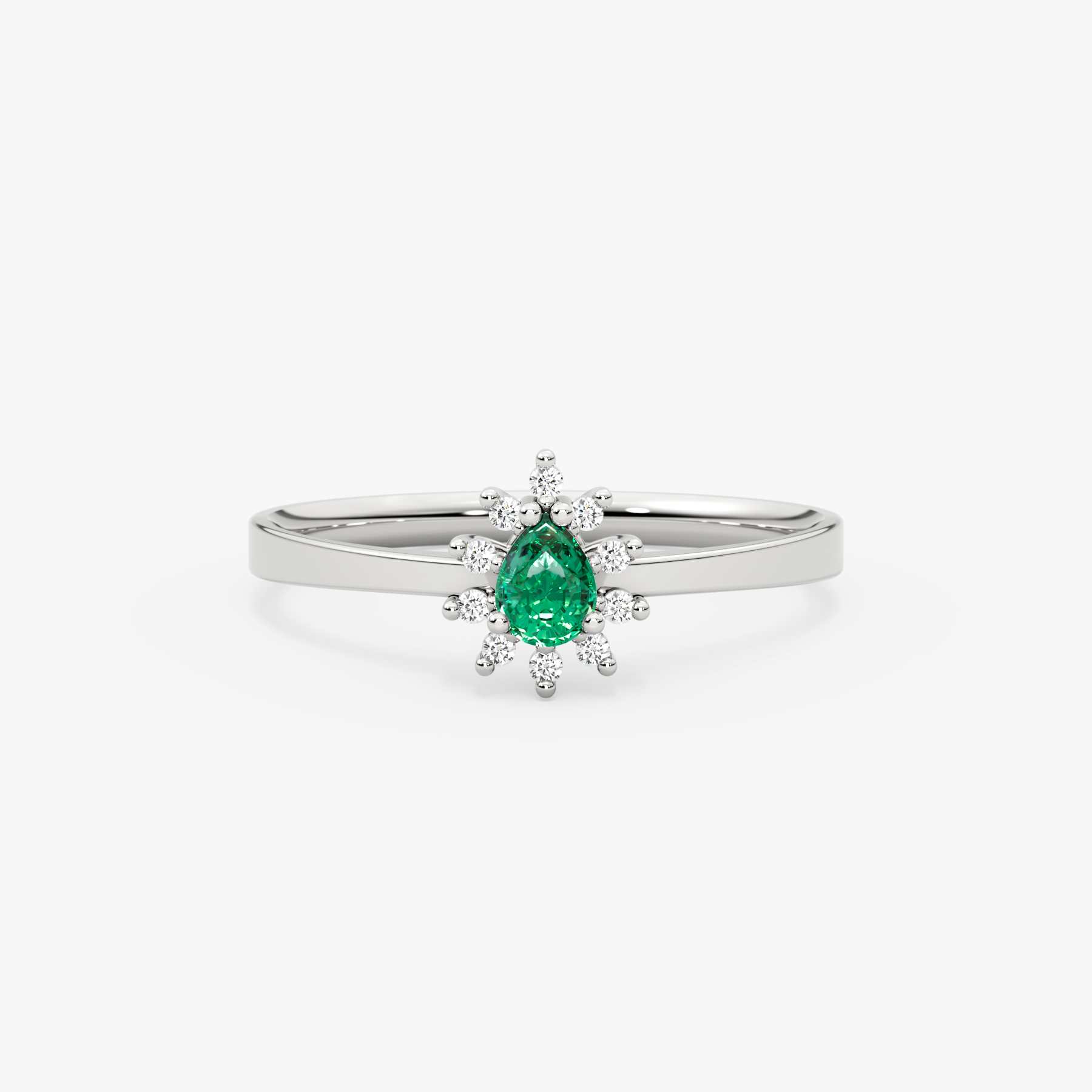 14K Gold Emerald & Diamond Pear Ring – Astra