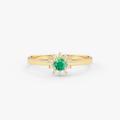 14K Gold Emerald & Diamond Round Ring – Astra