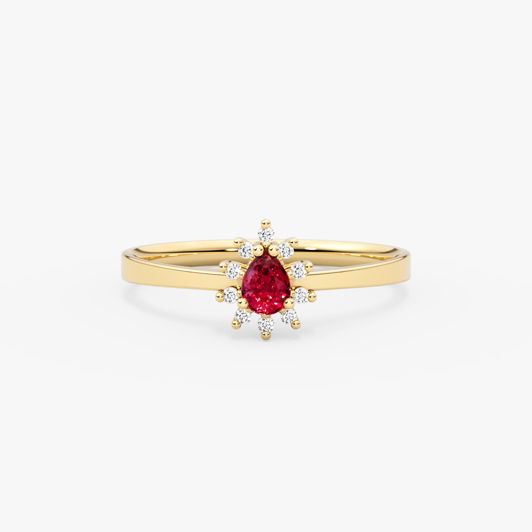 14K Gold Ruby & Diamond Pear Ring – Astra
