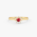14K Gold Ruby & Diamond Round Ring – Astra