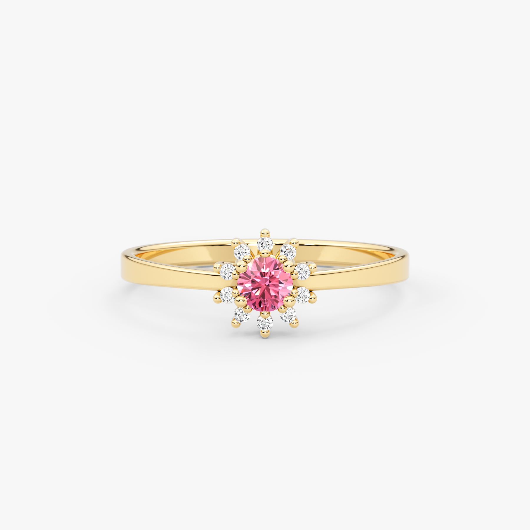 14K Gold Pink Sapphire & Diamond Round Ring – Astra