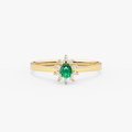 14K Gold Emerald & Diamond Pear Ring – Astra
