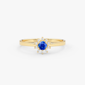 14K Gold Blue Sapphire & Diamond Round Ring – Astra