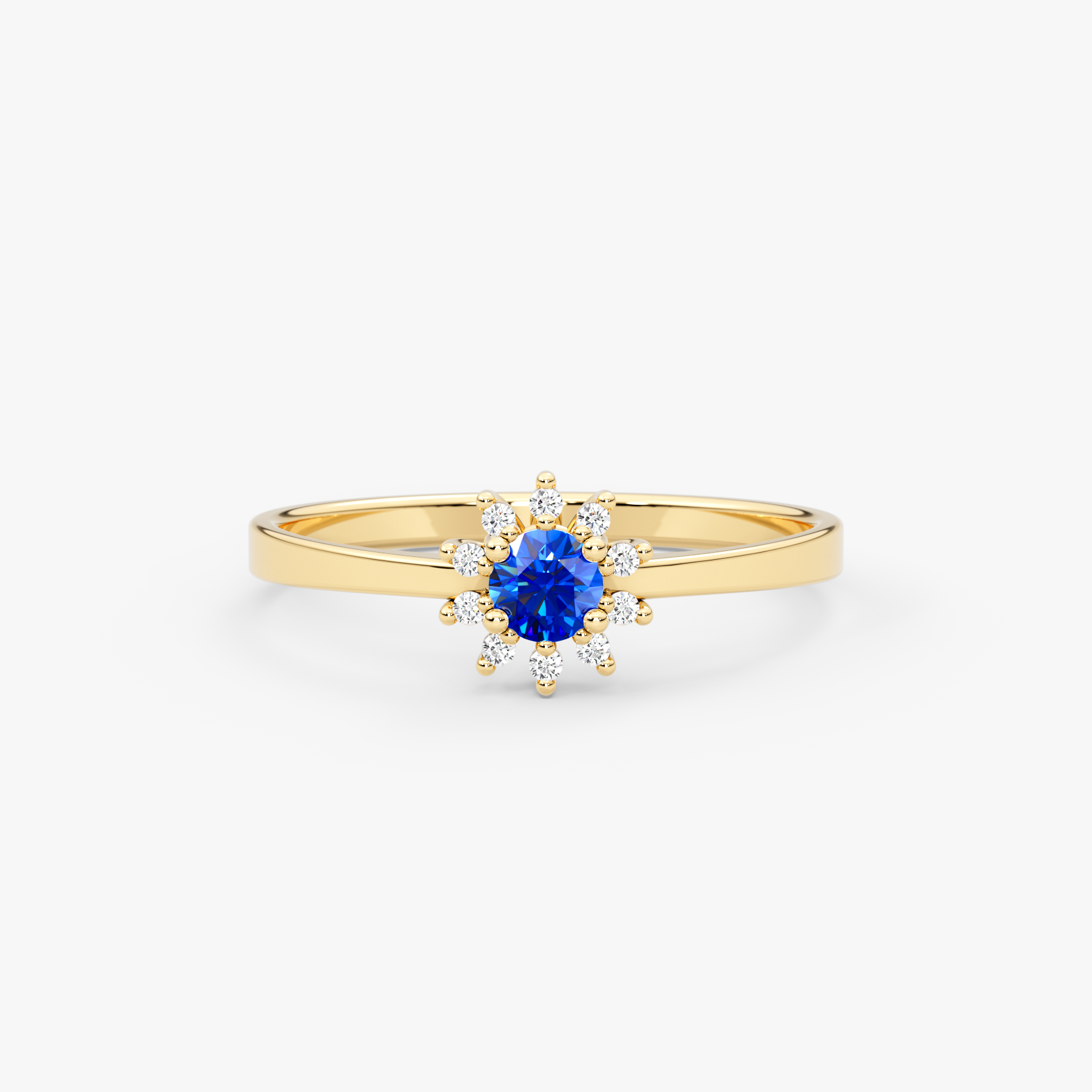 14K Gold Blue Sapphire & Diamond Round Ring – Astra