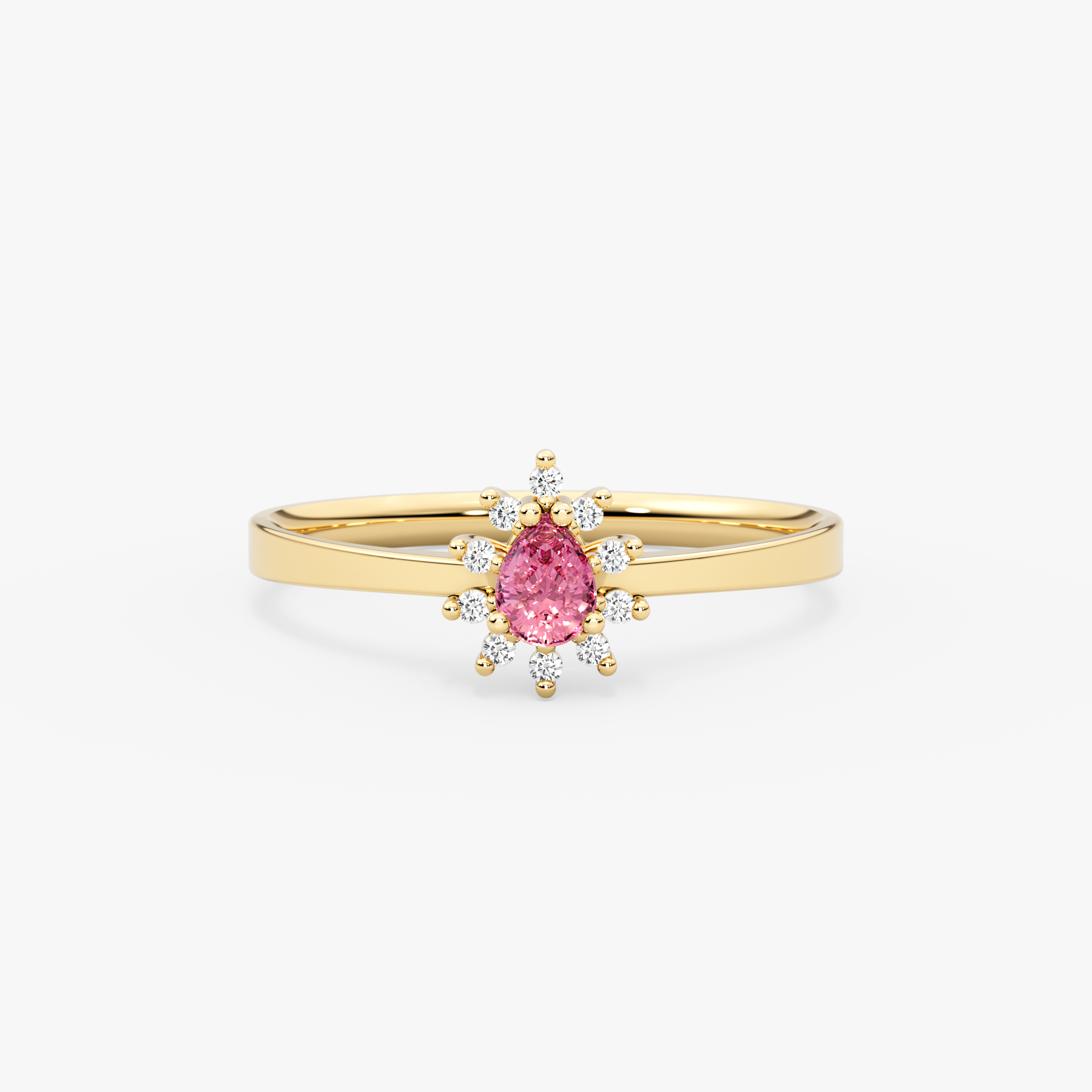 14K Gold Pink Sapphire & Diamond Pear Ring – Astra
