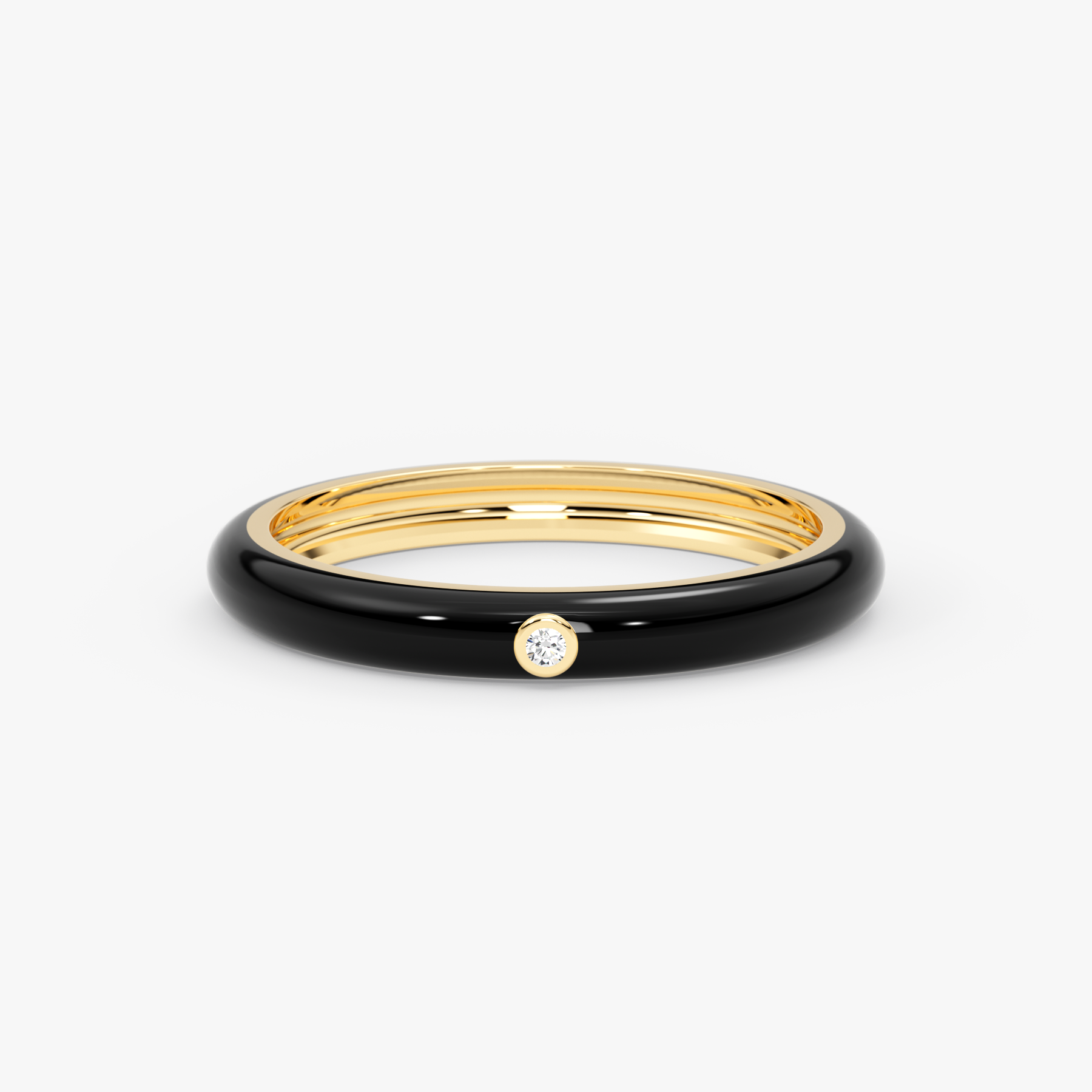 14K Gold 1 Diamond Enamel Band Ring – Prisme