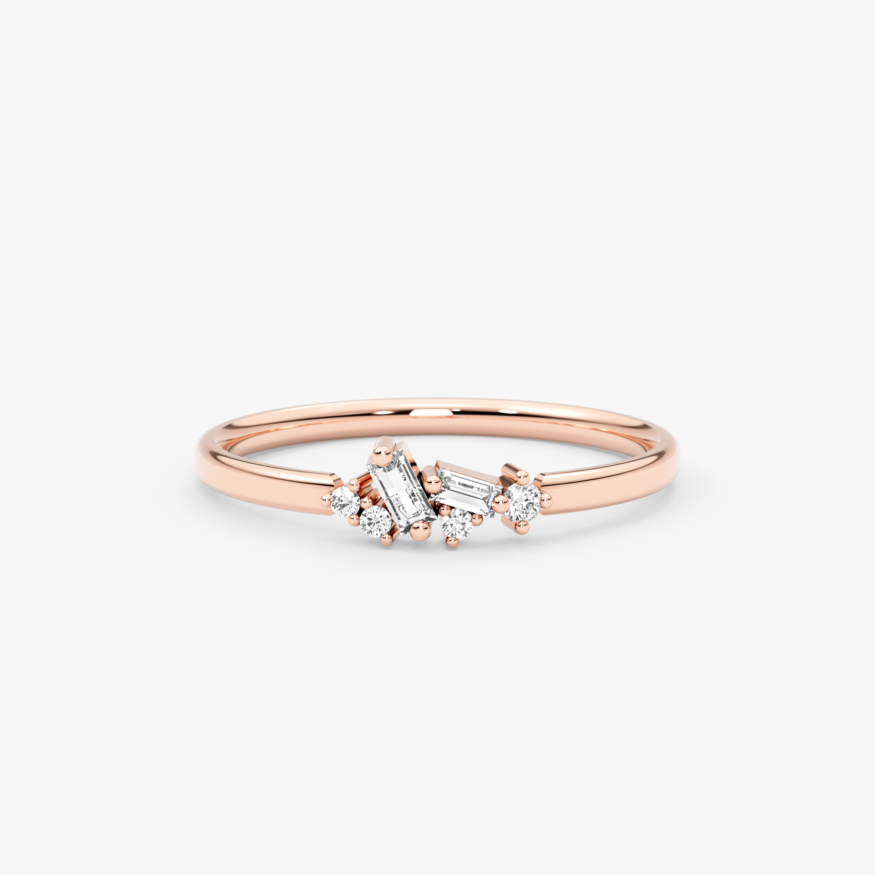 14K Gold Diamond Band Ring with Baguette Accents – Eira