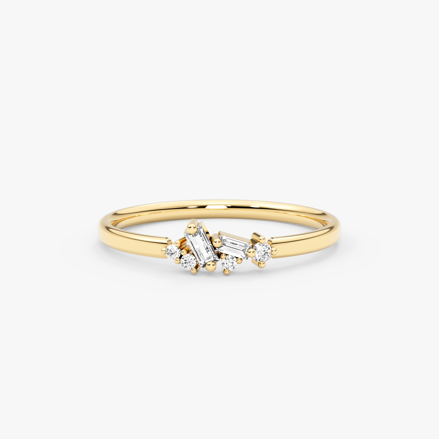 14K Gold Diamond Band Ring with Baguette Accents – Eira