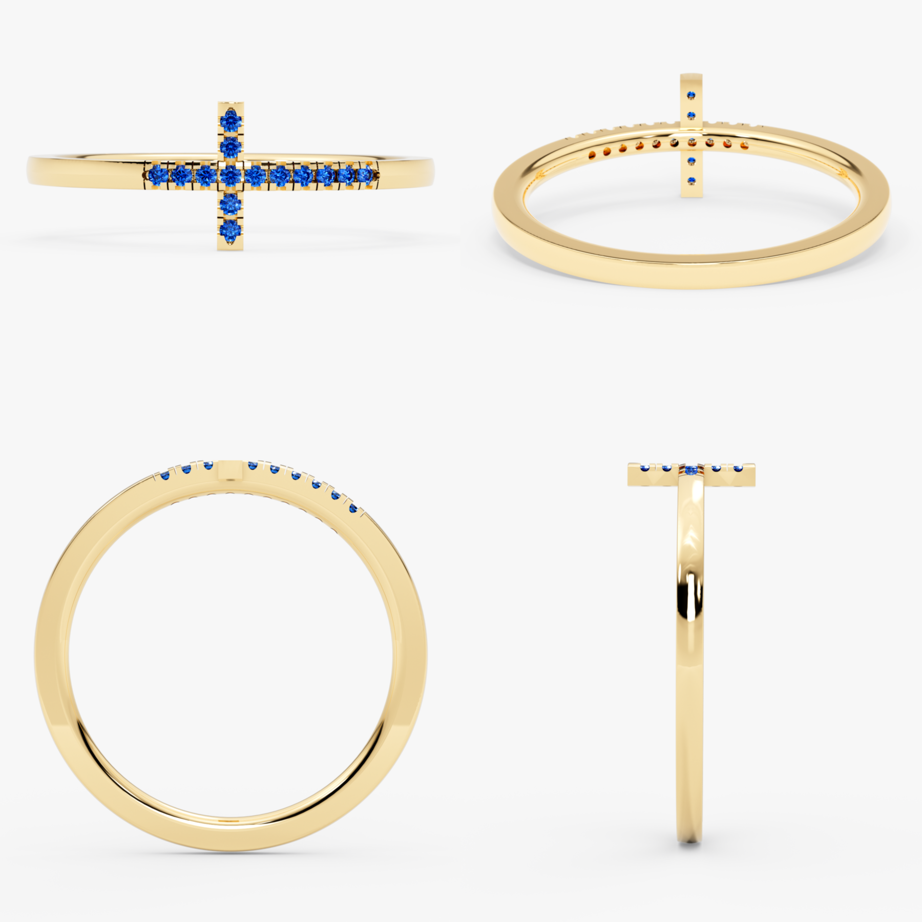 14K Gold Blue Sapphire Cross Ring – Serelis