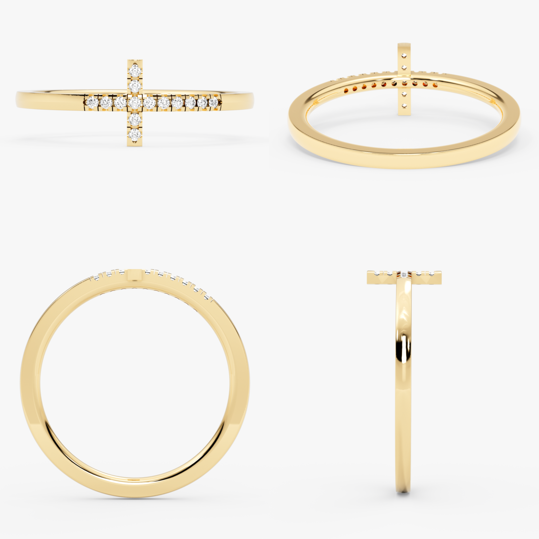 14K Gold Diamond Cross Ring – Serelis