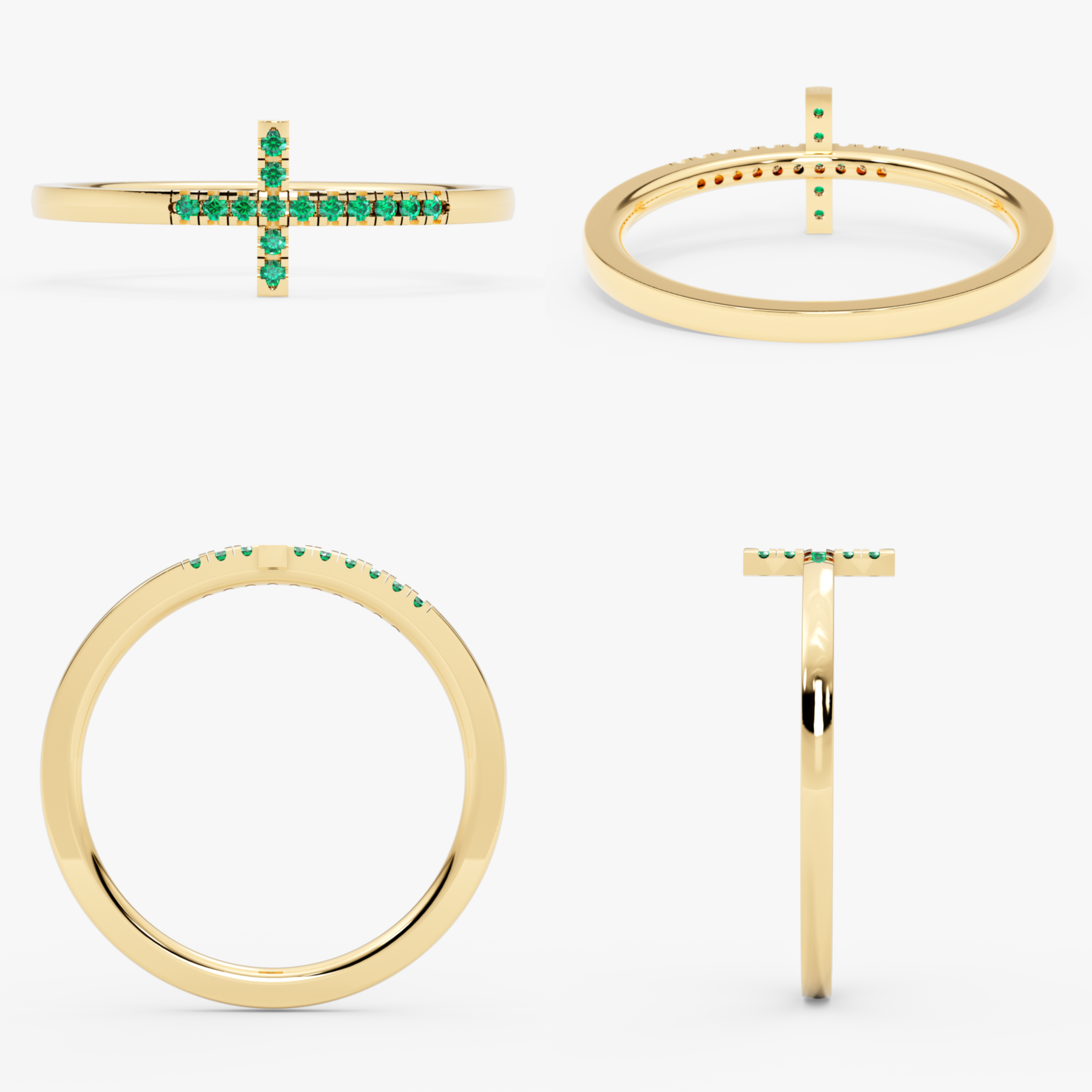 14K Gold Emerald Cross Ring – Serelis
