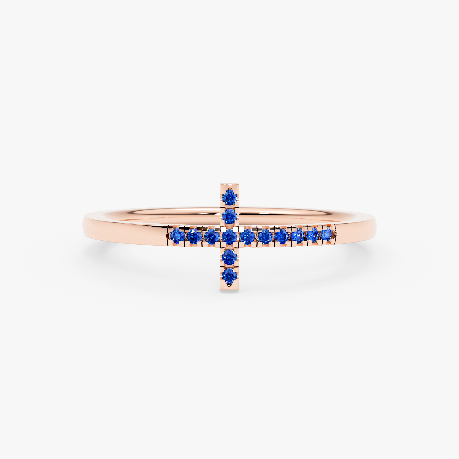 14K Gold Blue Sapphire Cross Ring – Serelis