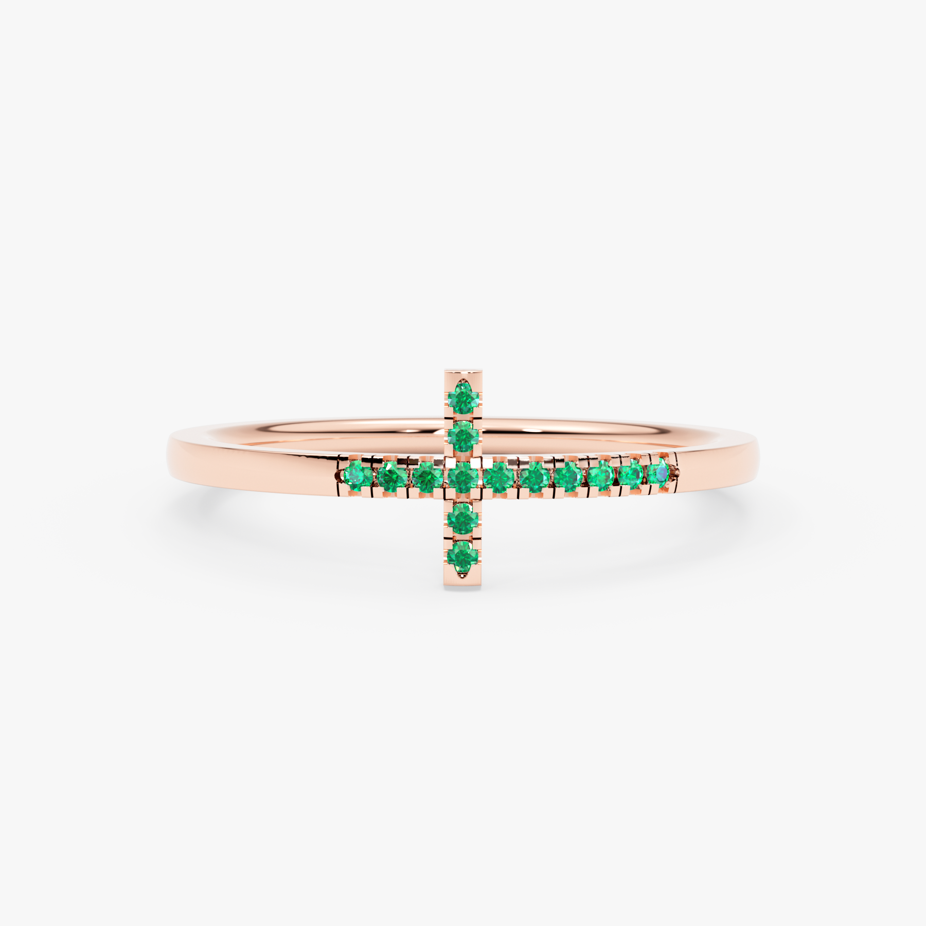 14K Gold Emerald Cross Ring – Serelis