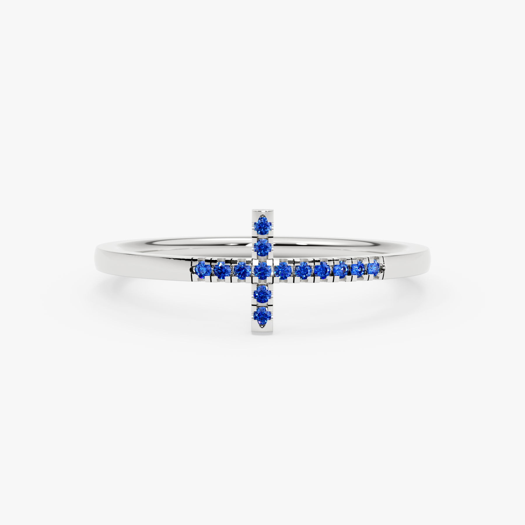 14K Gold Blue Sapphire Cross Ring – Serelis