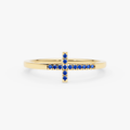 14K Gold Blue Sapphire Cross Ring – Serelis