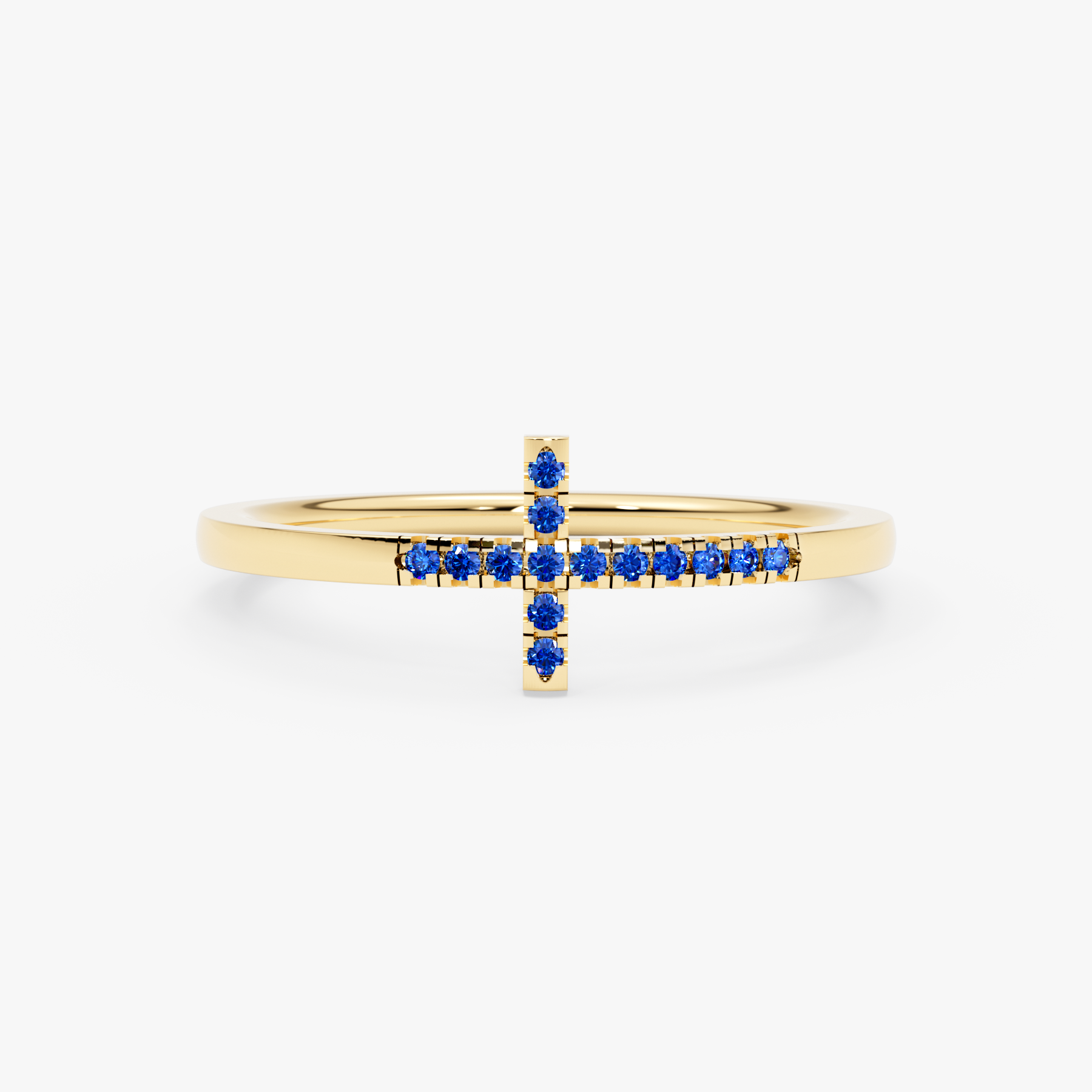 14K Gold Blue Sapphire Cross Ring – Serelis
