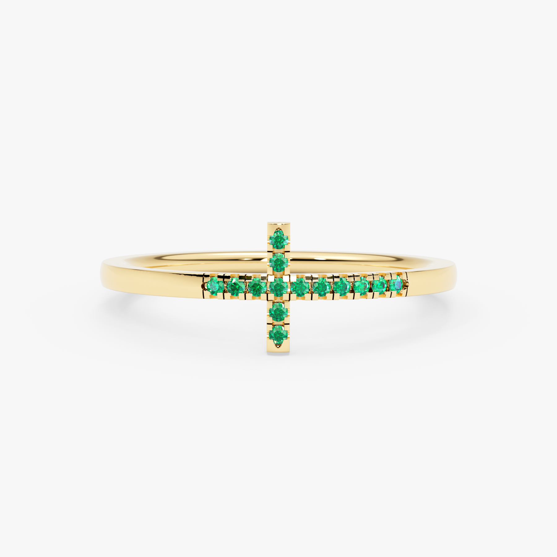 14K Gold Emerald Cross Ring – Serelis
