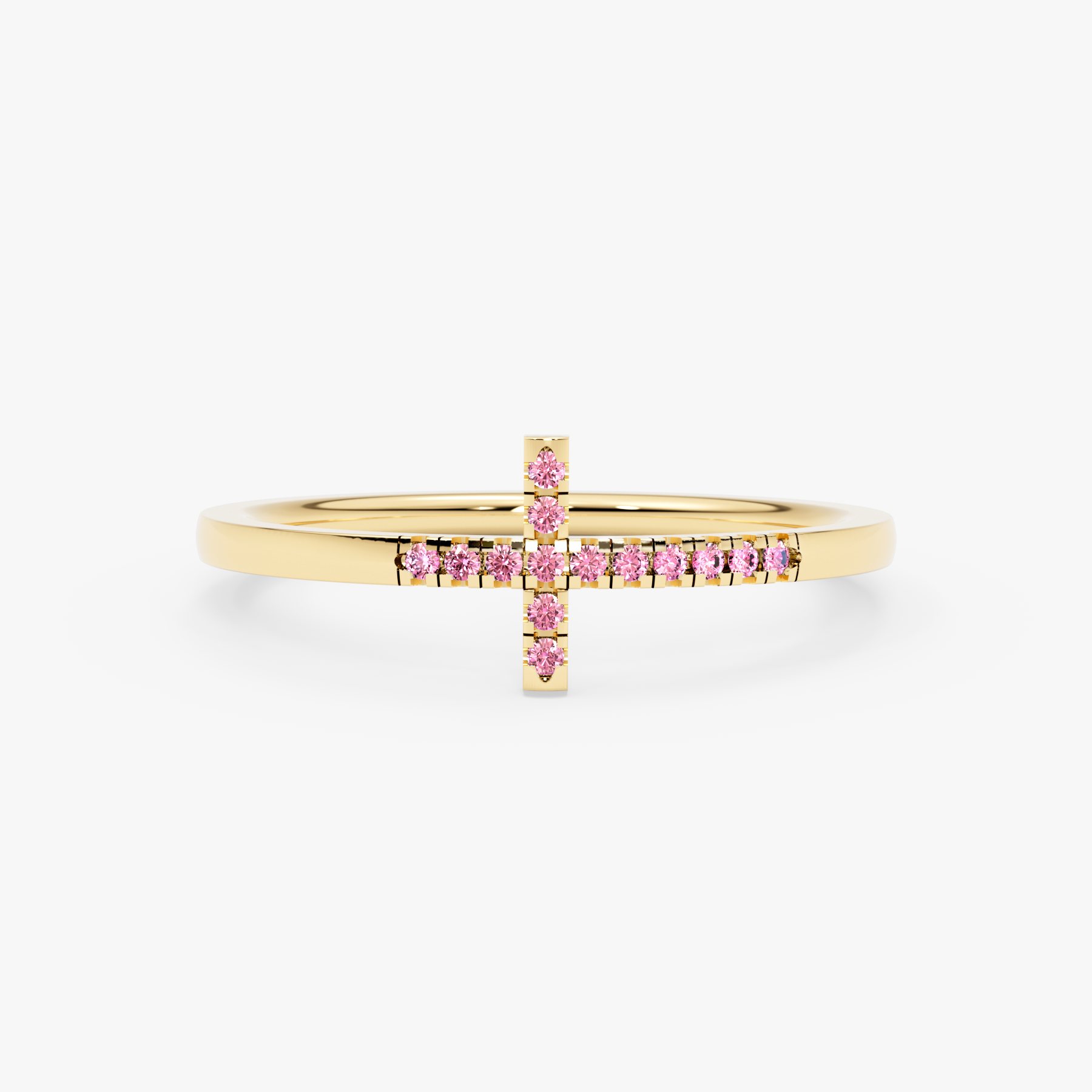 14K Gold Pink Sapphire Cross Ring – Serelis