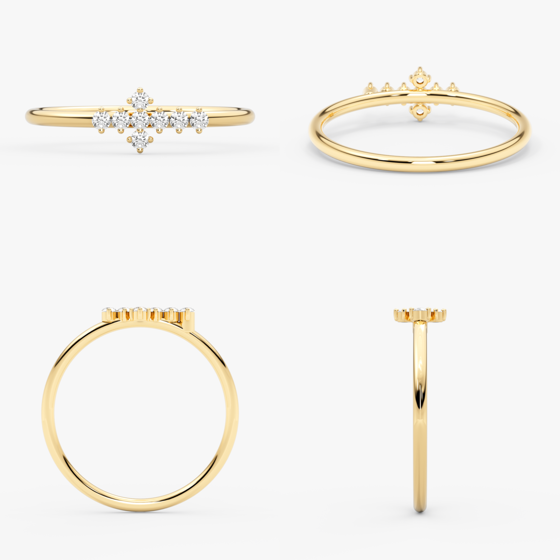 14K Gold Diamond Cross Ring – Valenne