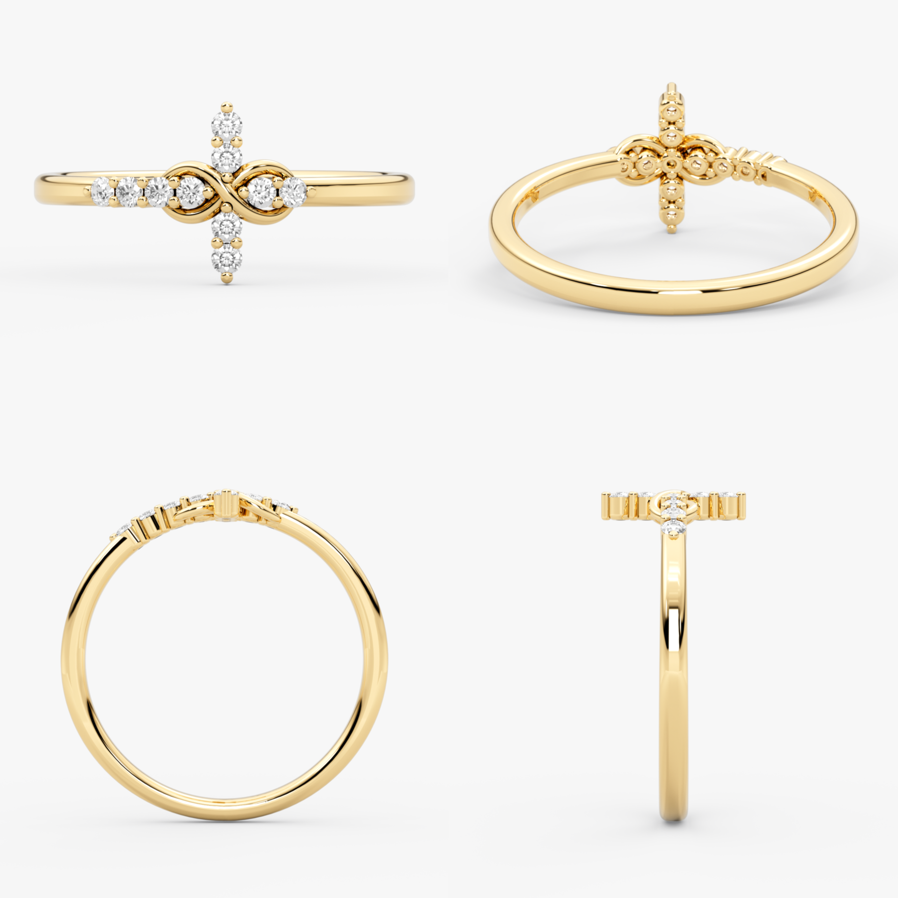 14K Gold Infinity Diamond Cross Ring – Everlight