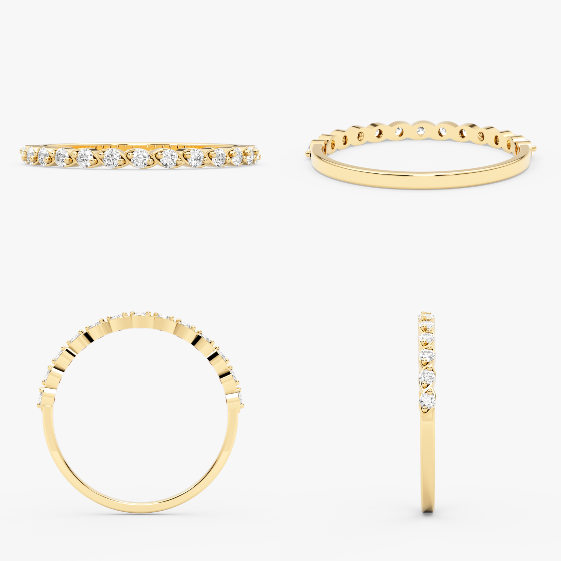 14 Ayar Altın Pırlanta Yarım Sonsuzluk Yüzük – Lunere 