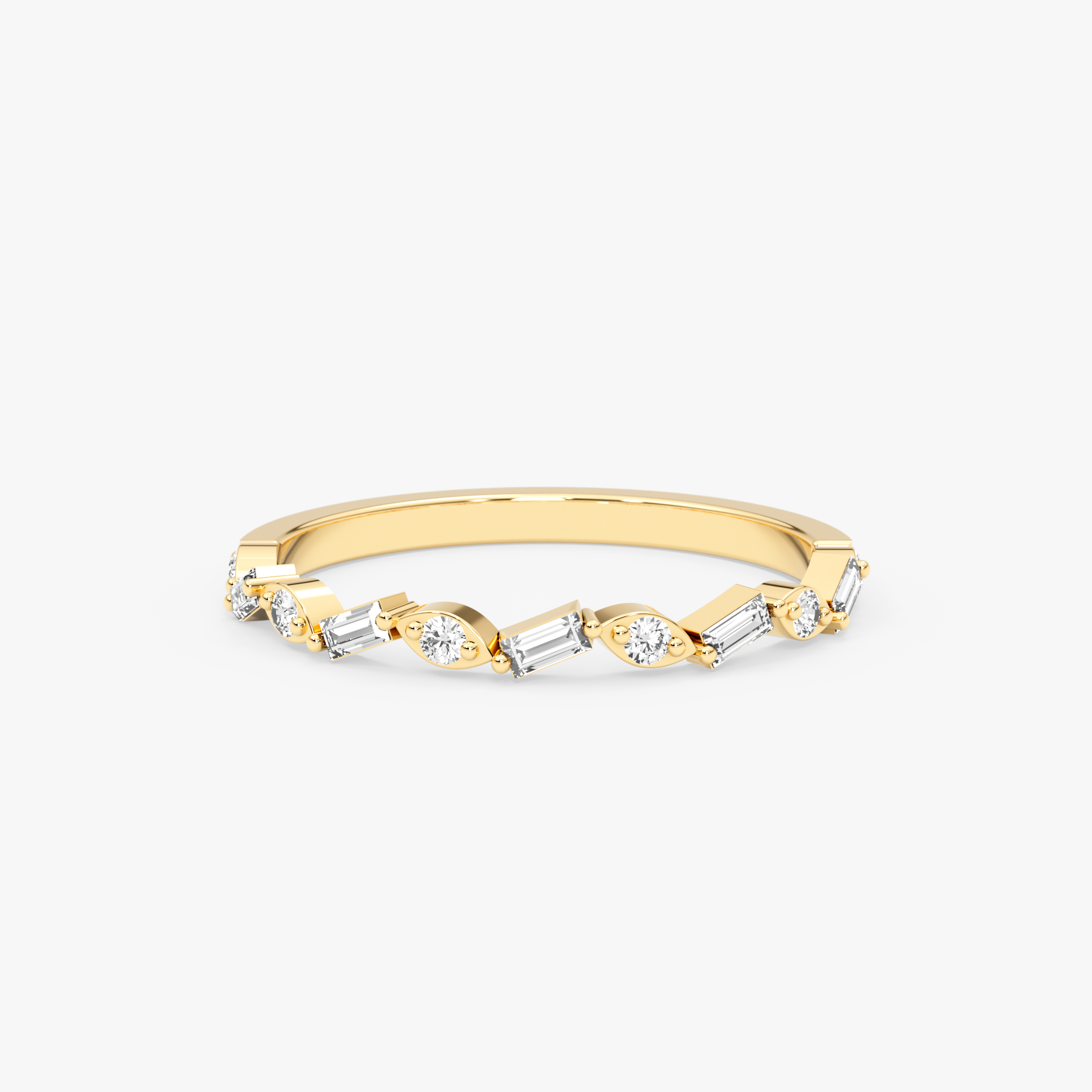 14K Gold Baguette & Round Diamond Ring – Elyndra