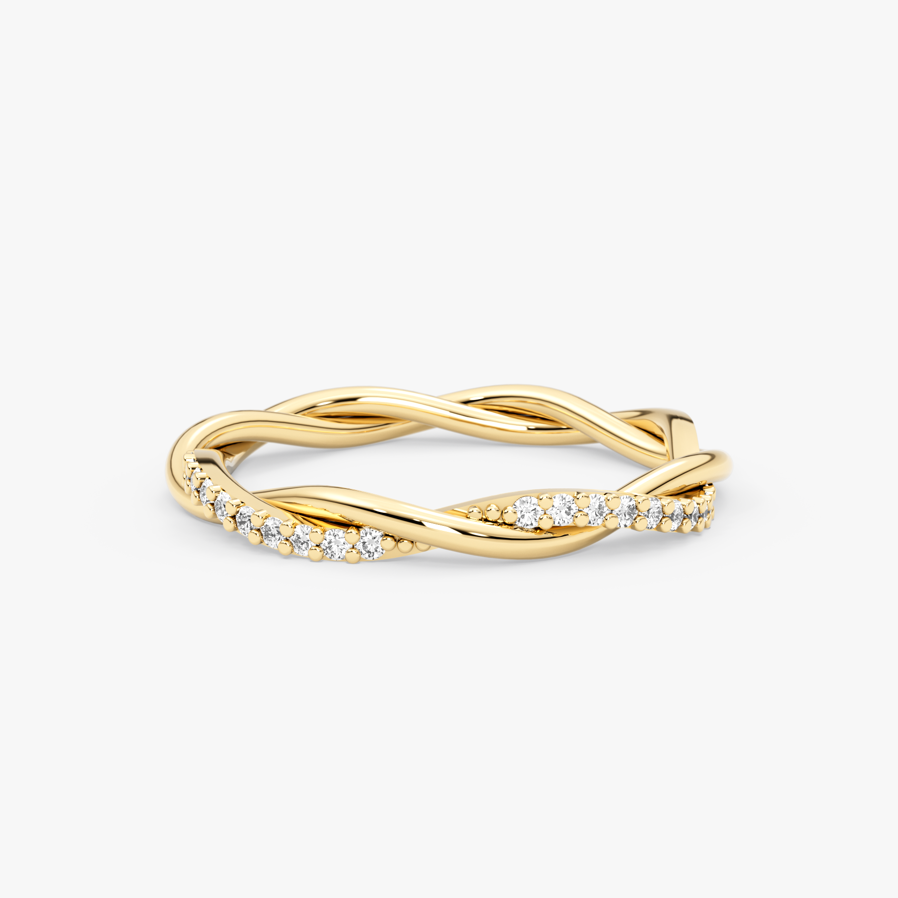 14K Solid Gold Braided Diamond Ring – Lunaria