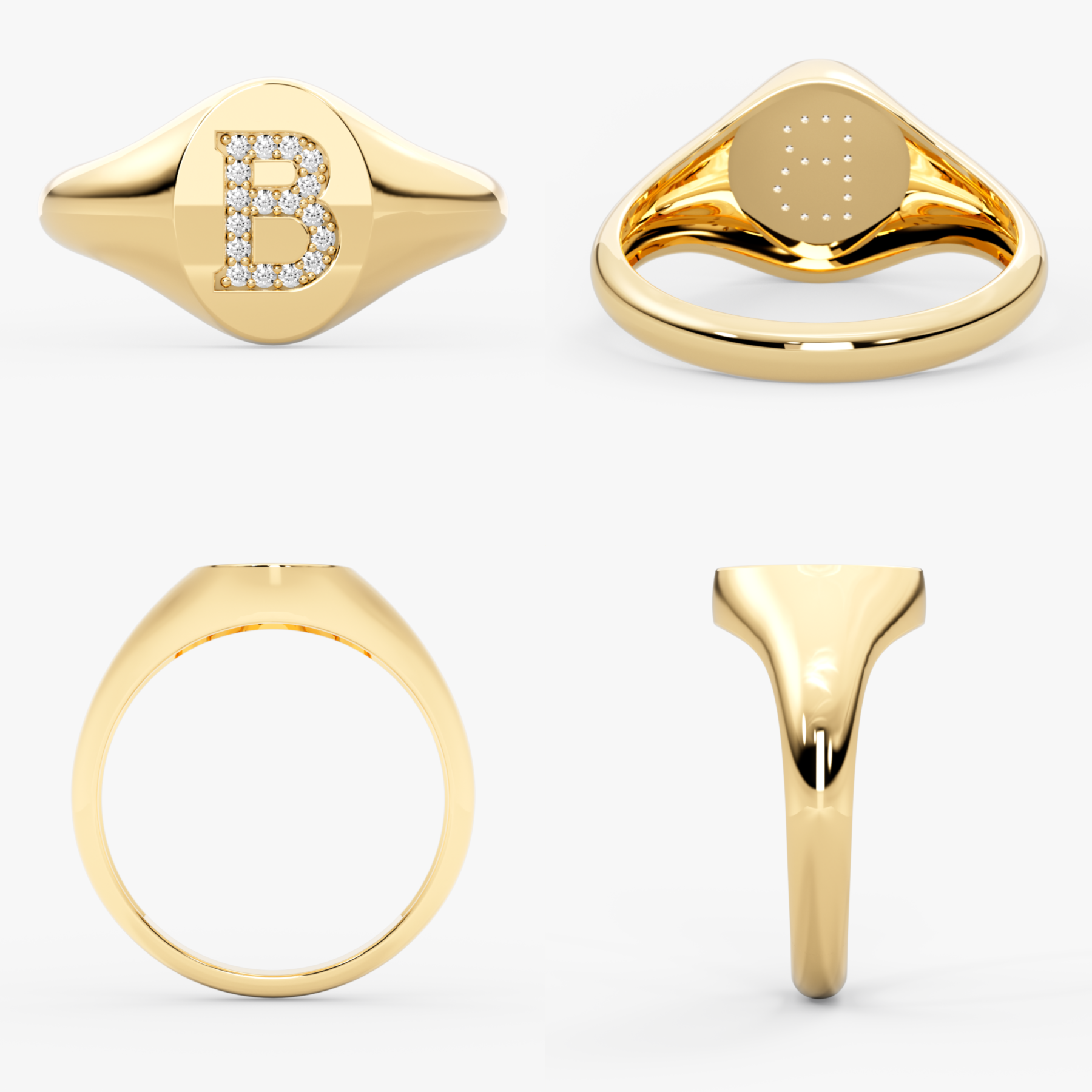 14 Ayar Katı Altın Pırlanta Baş Harfli Yüzük/ Özel Harfli Yüzük/ Kişiselleştirilmiş Altın Takı Hediyesi/ Pırlanta Monogram Yüzük/ Kadın ve Erkek İçin Hediye