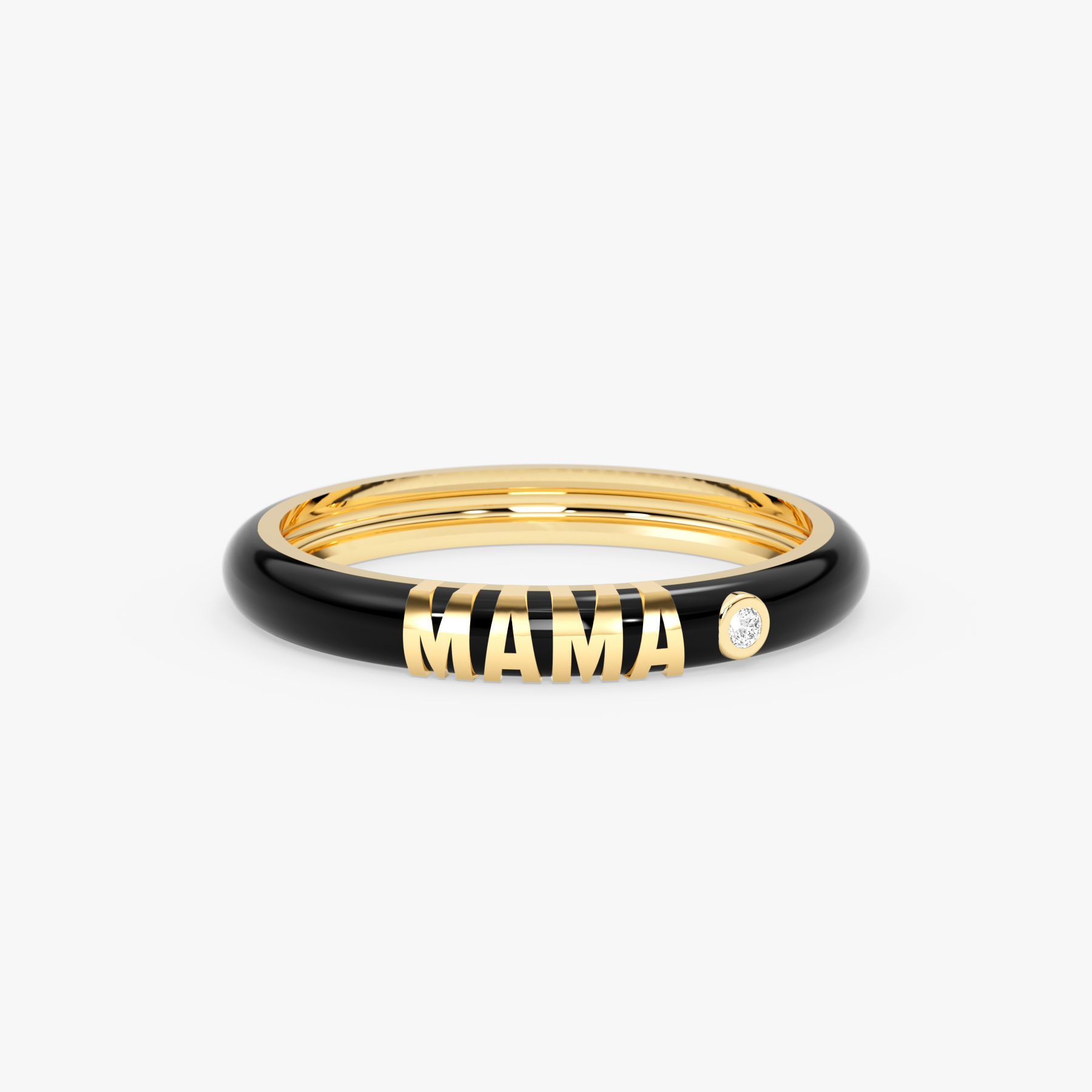 14K Gold Personalized Diamond Enamel Ring – Evania