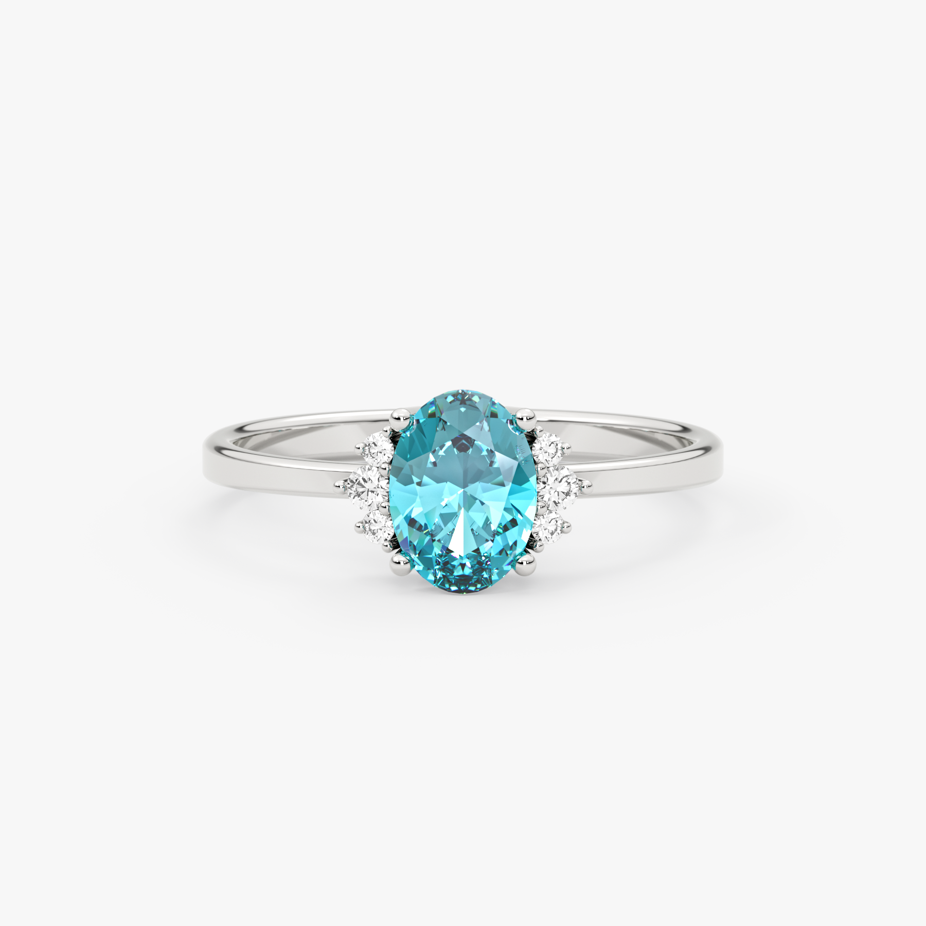 14K Gold Oval Aquamarine & Diamond Ring — Verona